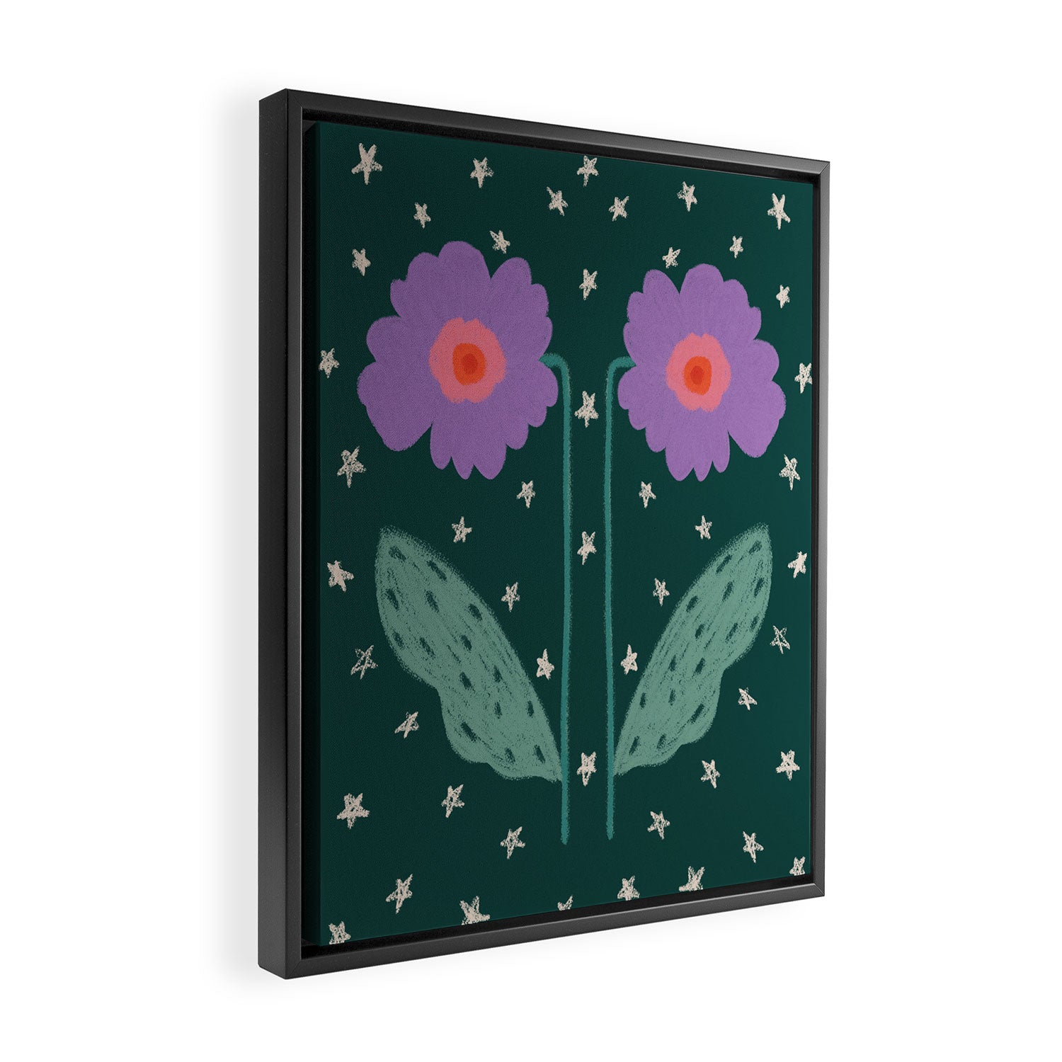 Twin Textured Flower  Framed Canvas Print Gallery Image 2