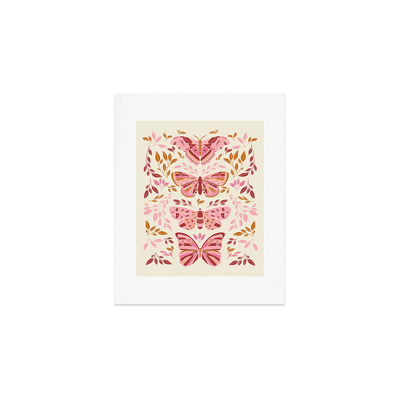 Vintage Butterflies Pink  Art Print Gallery Image 1