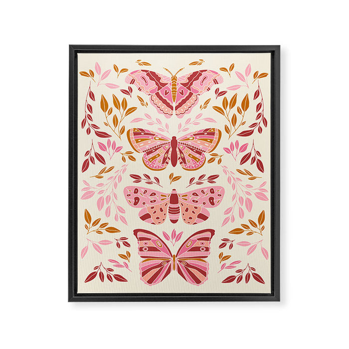 Vintage Butterflies Pink  Framed Canvas Print Gallery Image 1