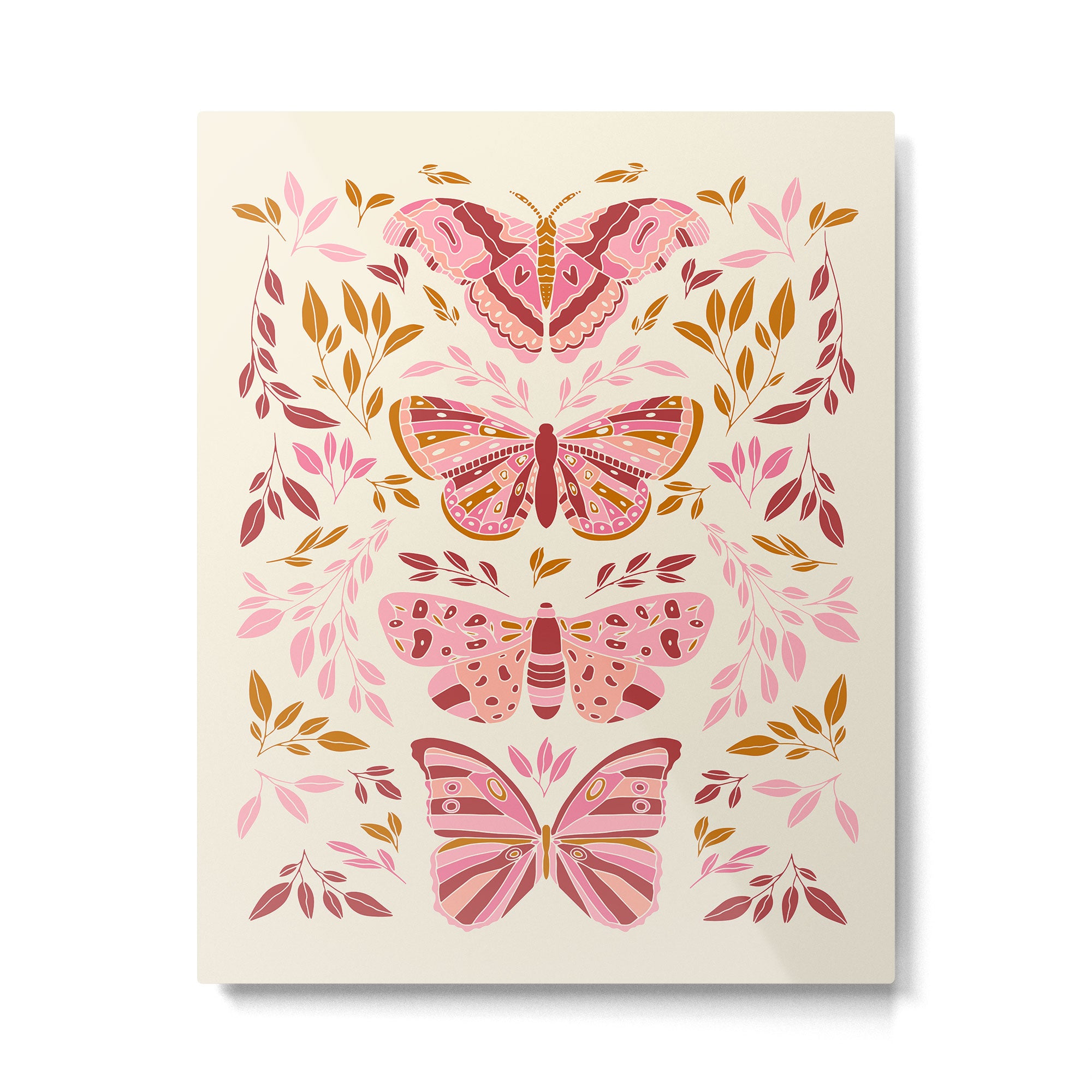 Vintage Butterflies Pink  Metal Print Gallery Image 4