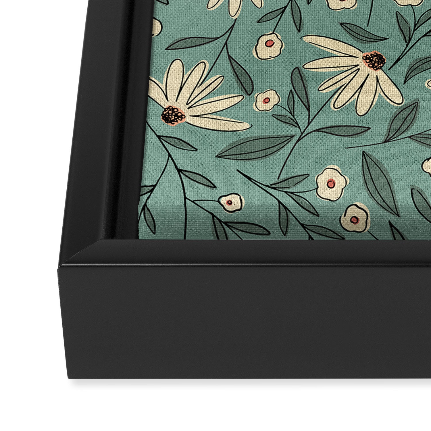Vintage Floral Neutral - Green Framed Canvas Print Gallery Image 3