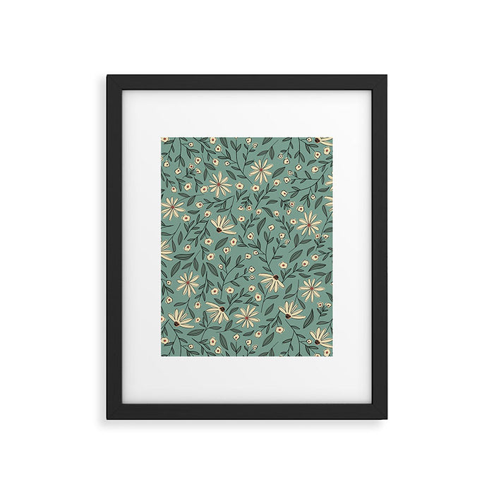 Vintage Floral Neutral - Green Framed Art Print Gallery Image 1