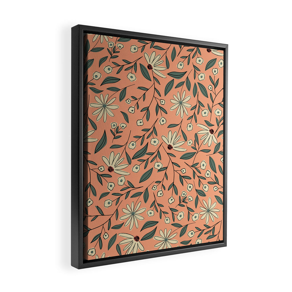 Vintage Floral Neutral - Peach Framed Canvas Print Gallery Image 2