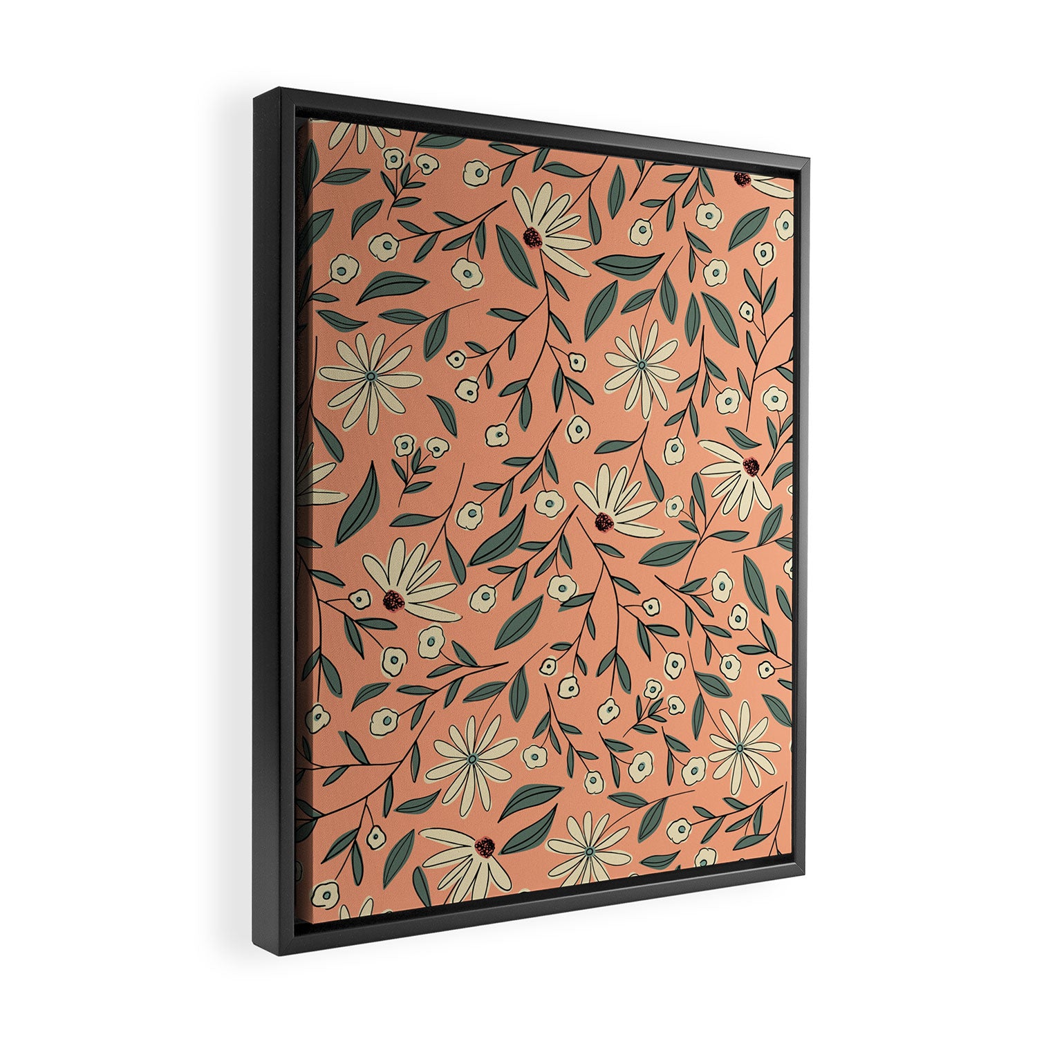 Vintage Floral Neutral - Peach Framed Canvas Print Gallery Image 2