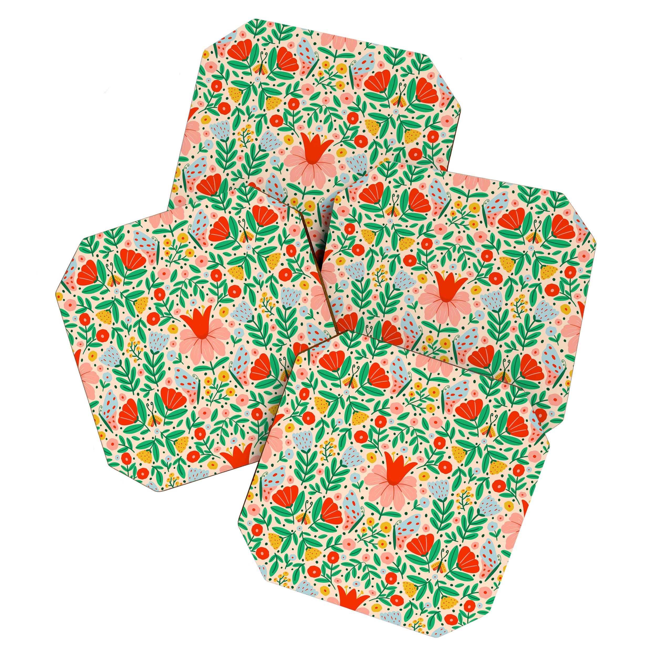 Whimsical Floral - colorful garden  Coaster Gallery Image 1