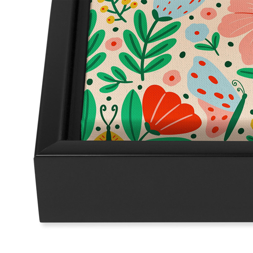 Whimsical Floral - colorful garden  Framed Canvas Print Gallery Image 3