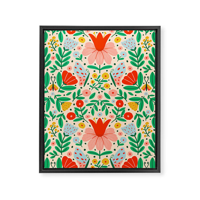 Whimsical Floral - colorful garden  Framed Canvas Print Gallery Image 1