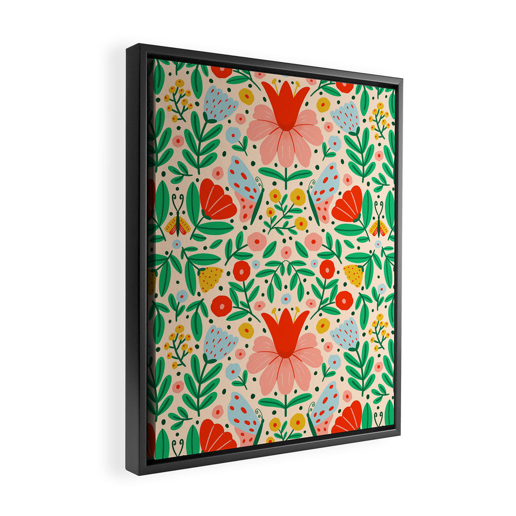 Whimsical Floral - colorful garden  Framed Canvas Print Gallery Image 2