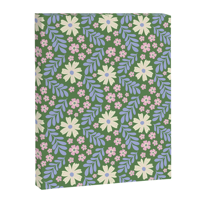 Whimsical Floral - Green, Blue, White and soft Pink Canvas Print Gallery Image 1
