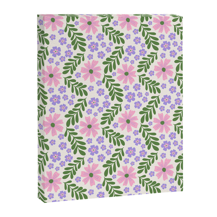 Whimsical Floral - White, Green, Pink and Purple Canvas Print Gallery Image 1