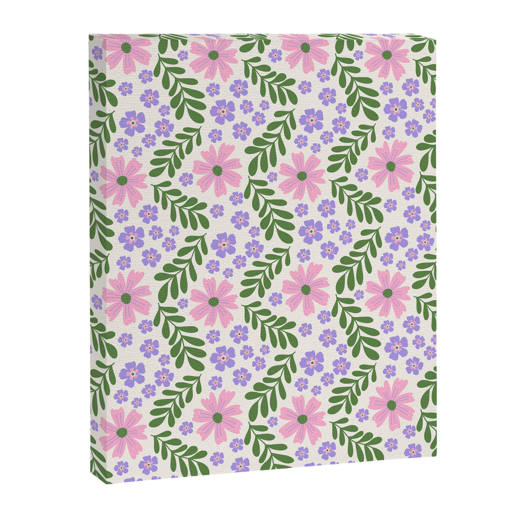 Whimsical Floral - White, Green, Pink and Purple Canvas Print Gallery Image 6