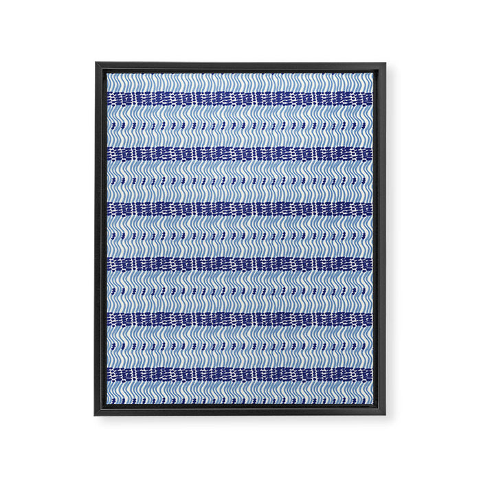Wiggle Lines - Blue Color Framed Canvas Print Gallery Image 1