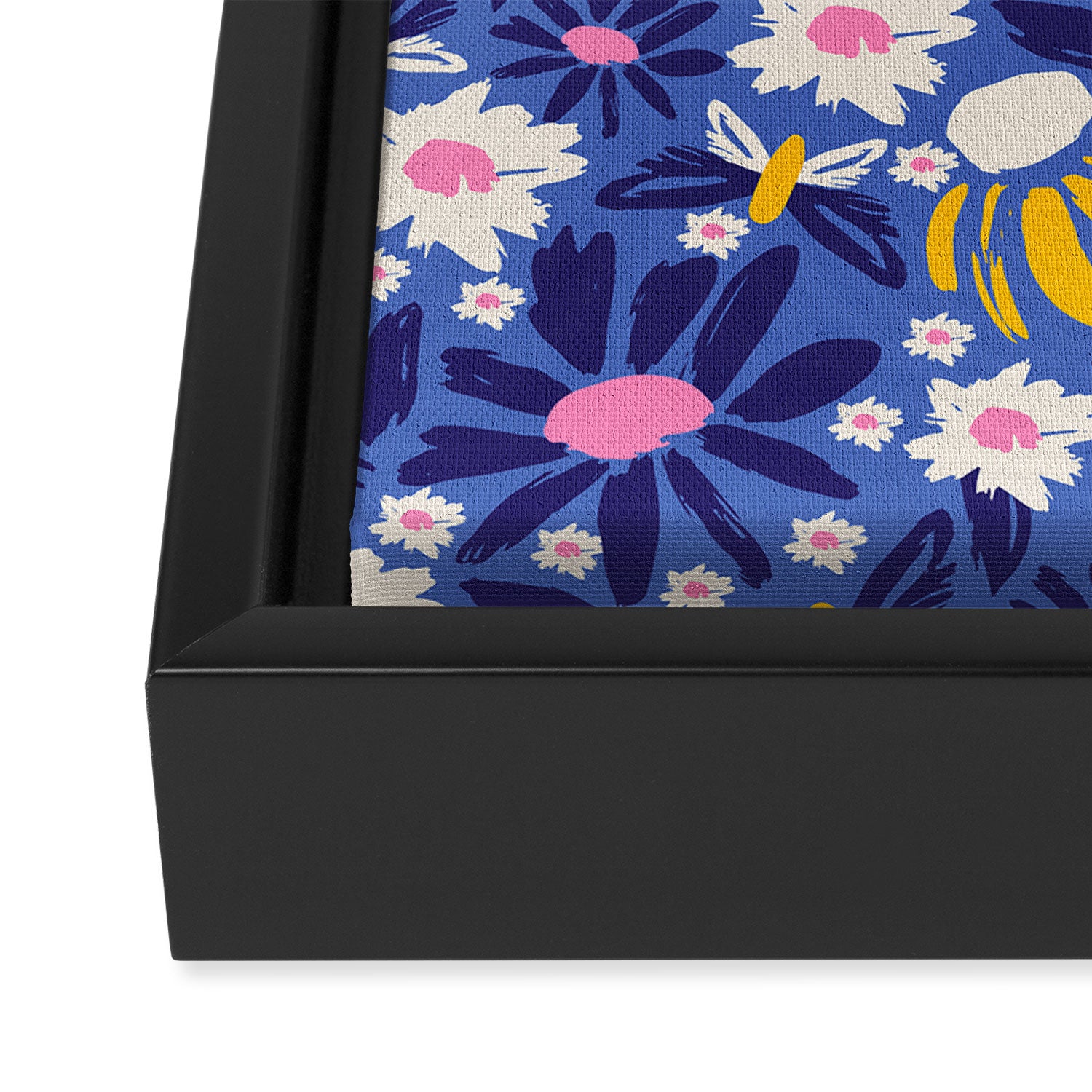 Wild Floral - Blue, Pink and Yellow Framed Canvas Print Gallery Image 3