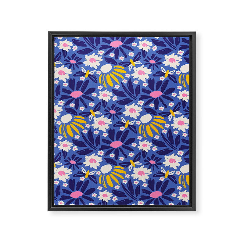 Wild Floral - Blue, Pink and Yellow Framed Canvas Print Gallery Image 8