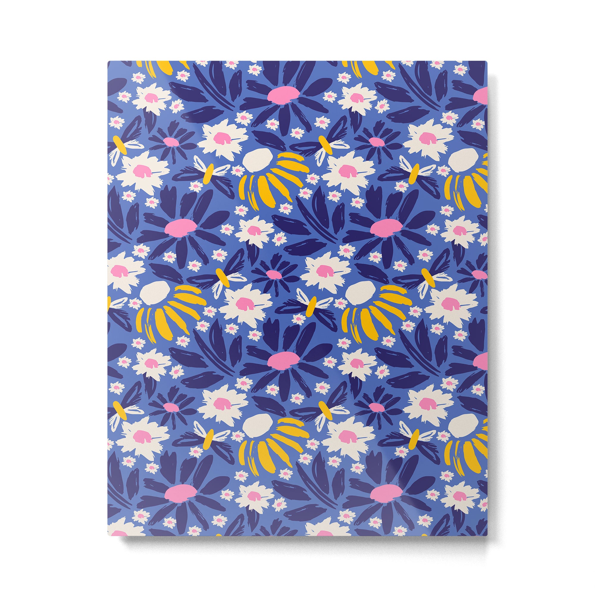 Wild Floral - Blue, Pink and Yellow Metal Print Gallery Image 6