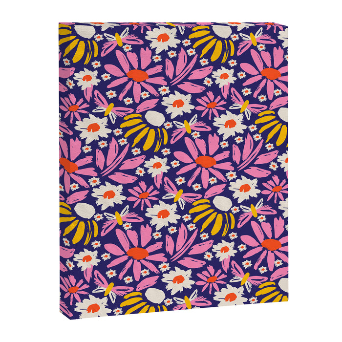 Wild Floral - Red, Blue and Pink Canvas Print Gallery Image 1