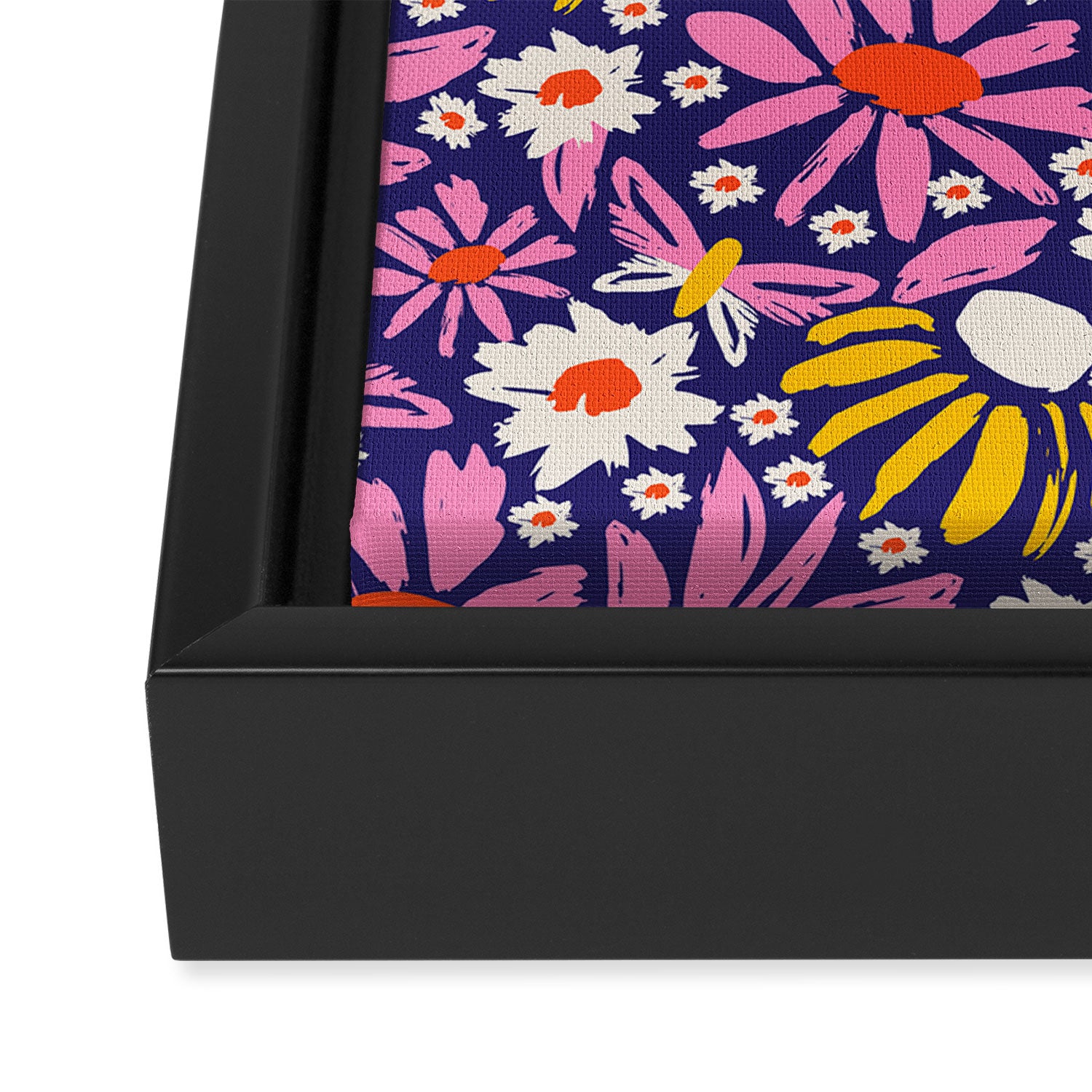 Wild Floral - Red, Blue and Pink Framed Canvas Print Gallery Image 3