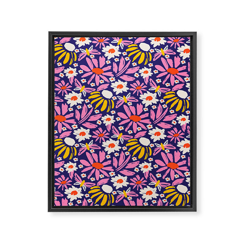 Wild Floral - Red, Blue and Pink Framed Canvas Print Gallery Image 8