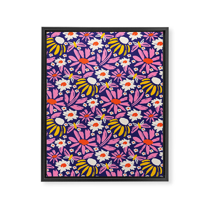 Wild Floral - Red, Blue and Pink Framed Canvas Print Gallery Image 1
