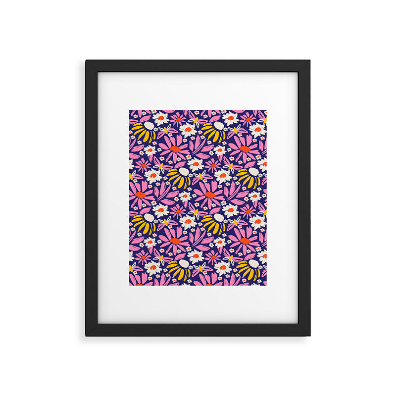 Wild Floral - Red, Blue and Pink Framed Art Print Gallery Image 6