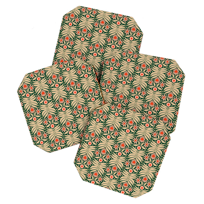 Winter Floral - Christmas pattern Coaster Gallery Image 1