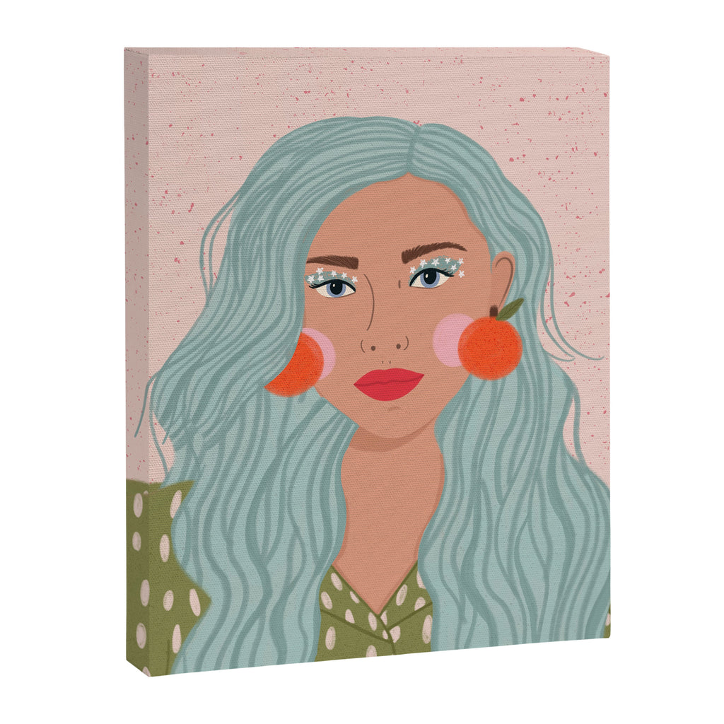 Woman Portrait- Clementines Earrings  Canvas Print Gallery Image 8