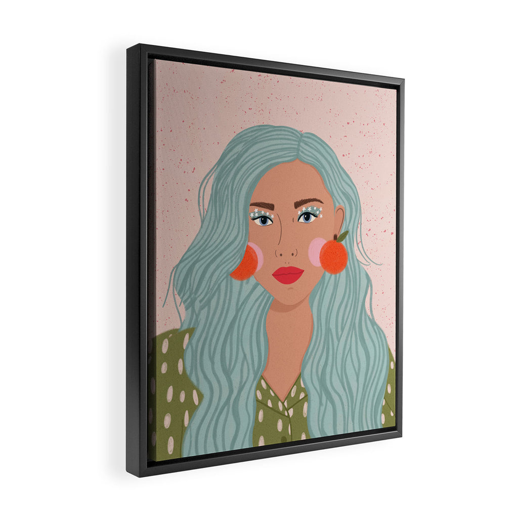 Woman Portrait- Clementines Earrings  Framed Canvas Print Gallery Image 2