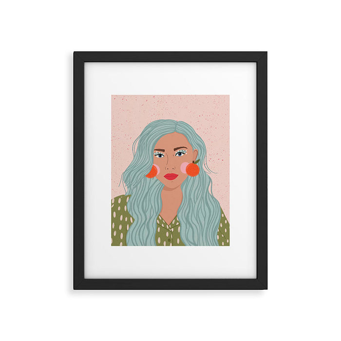 Woman Portrait- Clementines Earrings  Framed Art Print Gallery Image 1