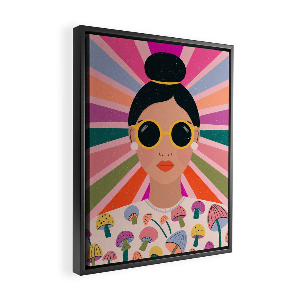 Woman Portrait -Retro Fun Framed Canvas Print Gallery Image 2