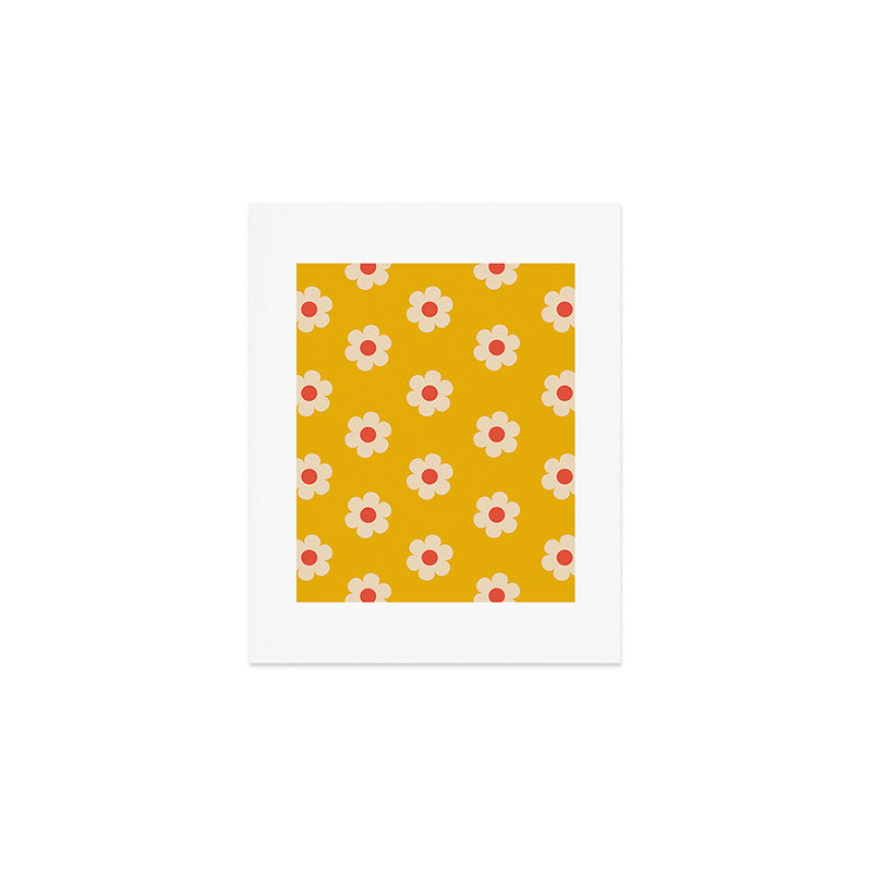 Yellow, Pink and Cream Daisy Flower Art Print Gallery Image 1