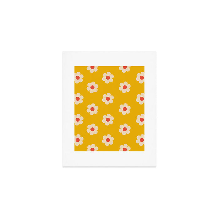 Yellow, Pink and Cream Daisy Flower Art Print Gallery Image 1