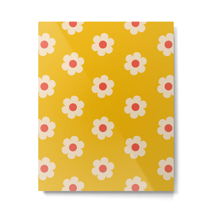 Yellow, Pink and Cream Daisy Flower Metal Print Gallery Image 1