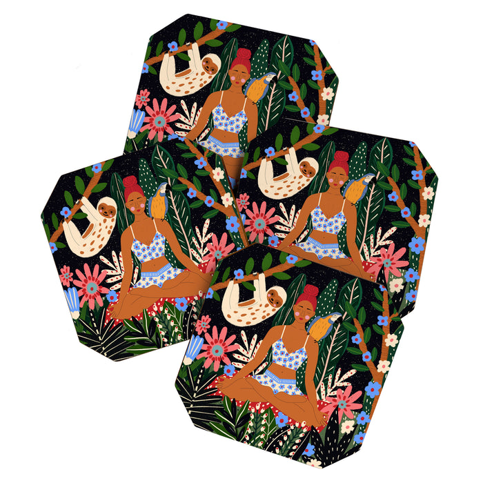 Yoga Plant Woman Portrait Coaster Gallery Image 1