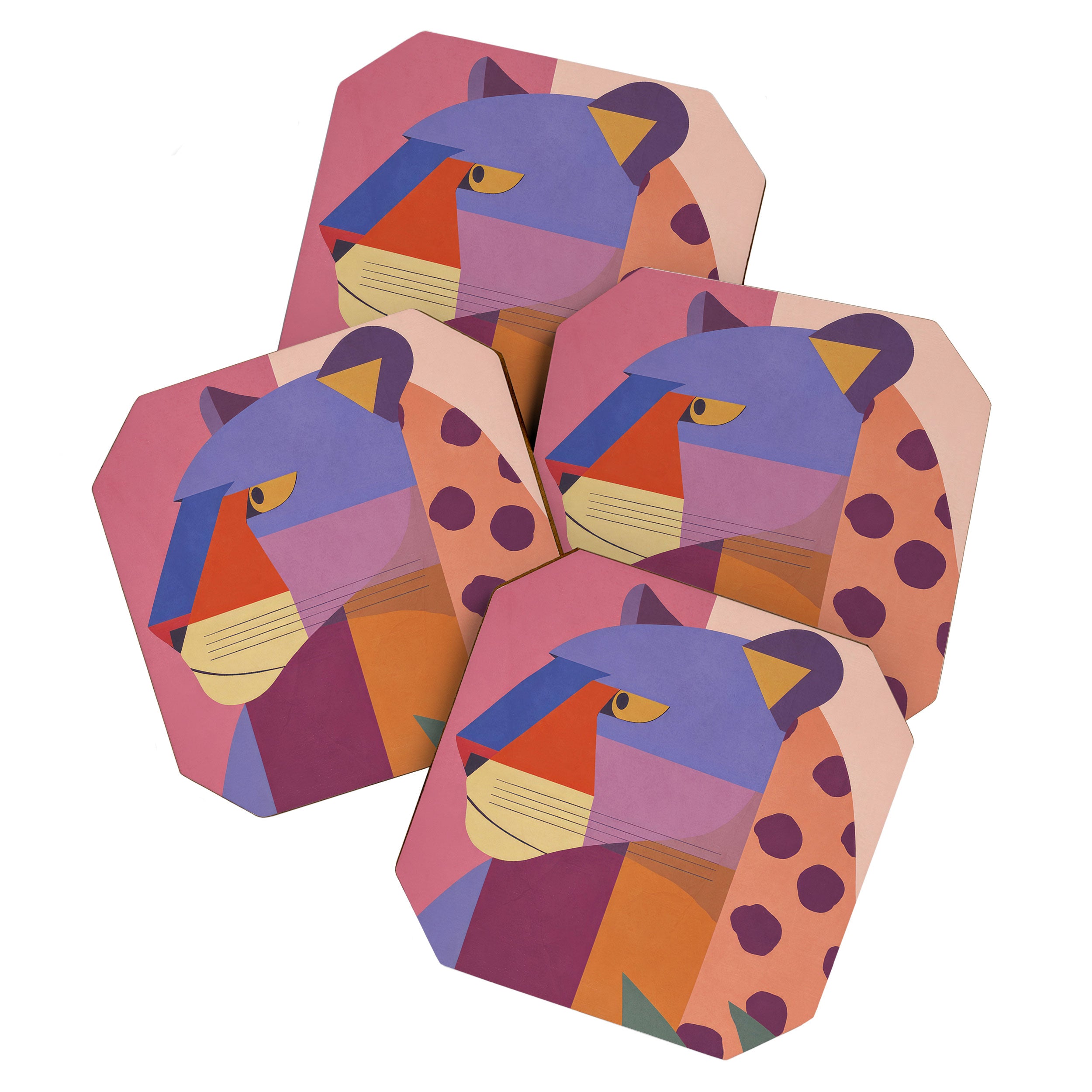 Abstract Leopard Portrait Coaster Gallery Image 1
