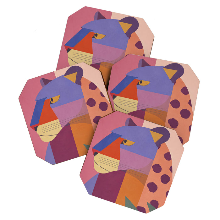 Abstract Leopard Portrait Coaster Gallery Image 1