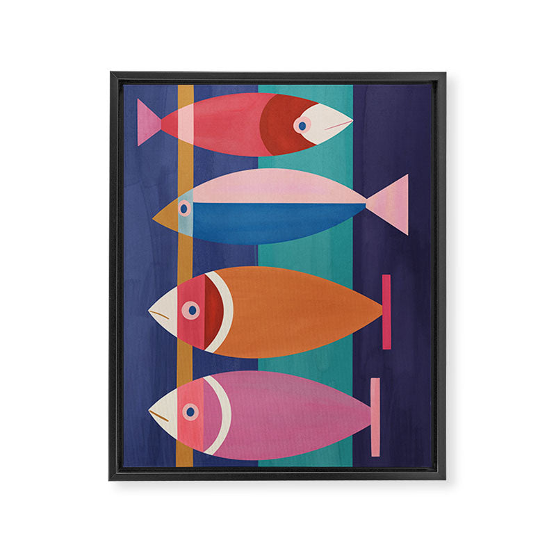 Colorful Abstract Fish Framed Canvas Print Gallery Image 3