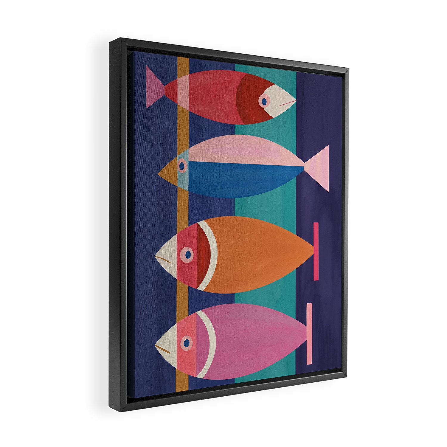 Colorful Abstract Fish Framed Canvas Print Gallery Image 2