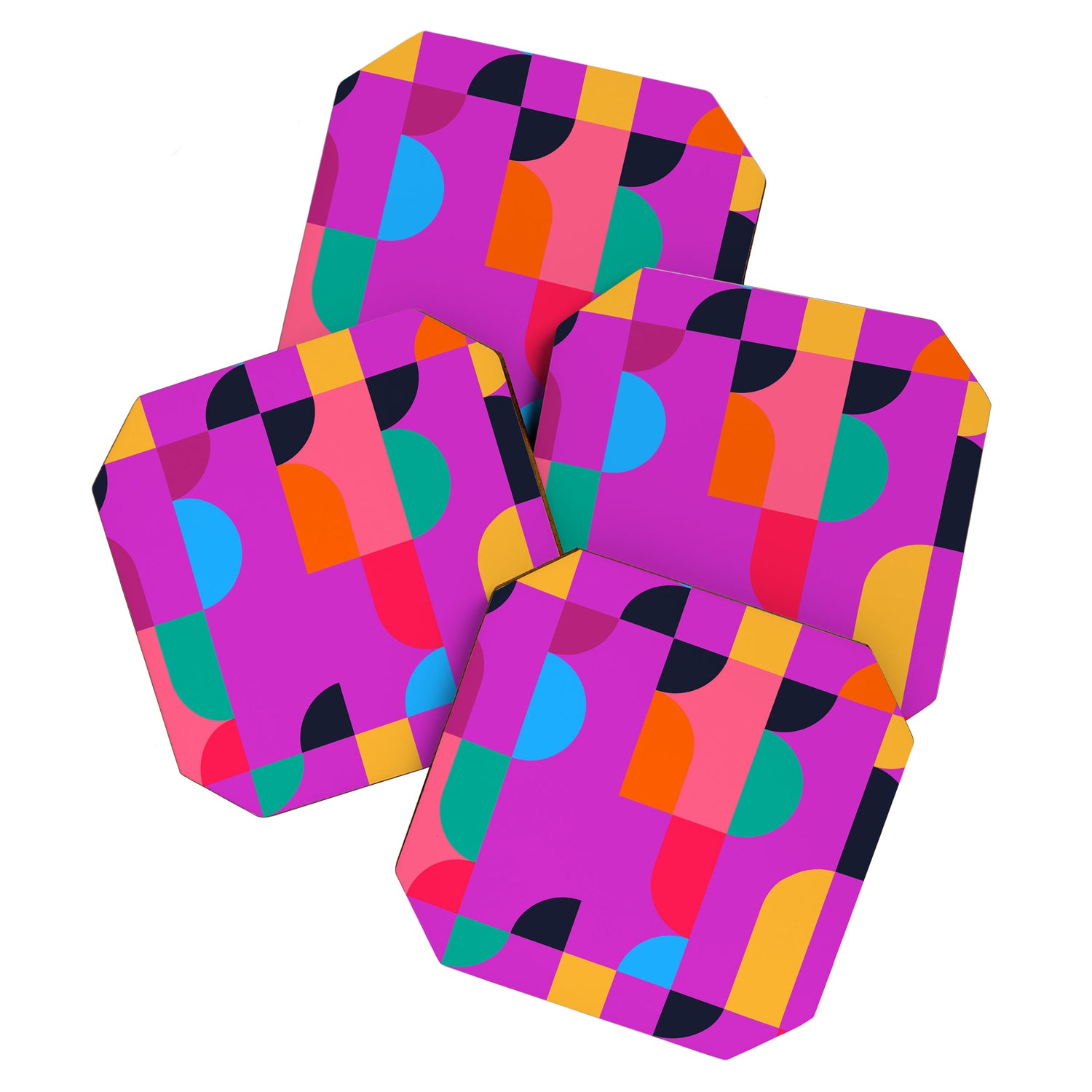 Colorful Geometric Shapes Coaster Gallery Image 1