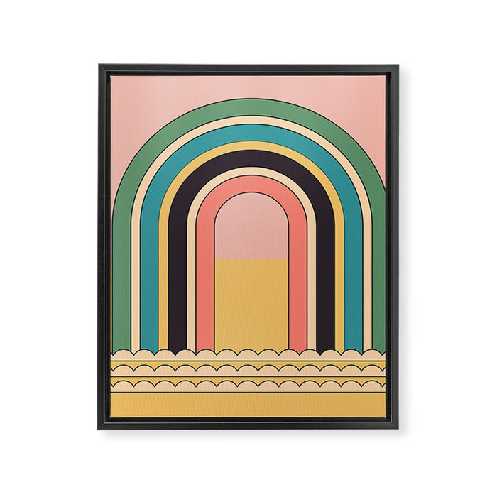 Geometric Abstraction Rainbow Framed Canvas Print Gallery Image 1