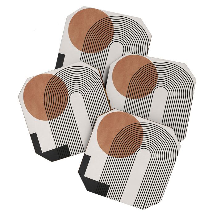 Mid Century Abstract Geometric 5 Coaster Gallery Image 1