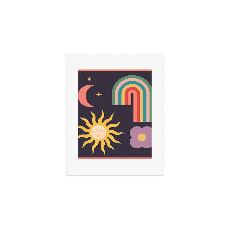 Minimal geometric abstraction Rainbow, Flower, Sun and Moon  Art Print Gallery Image 1