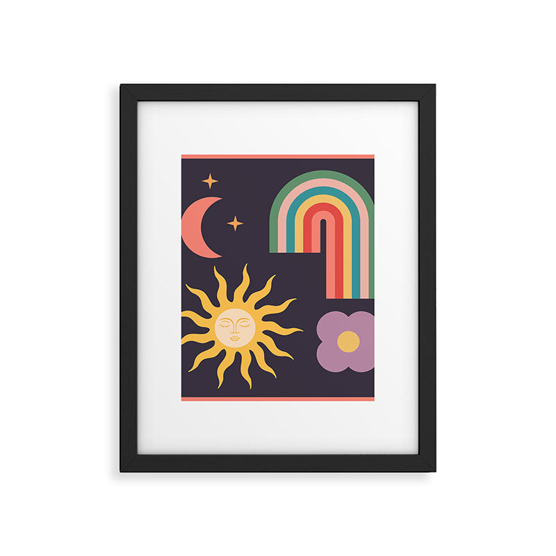 Minimal geometric abstraction Rainbow, Flower, Sun and Moon  Framed Art Print Gallery Image 6