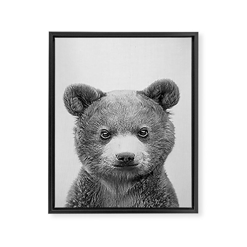Baby Bear - Black & White Framed Canvas Print Gallery Image 8