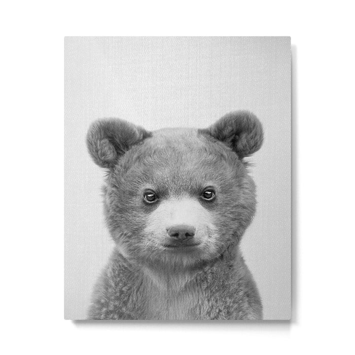 Baby Bear - Black & White Metal Print Gallery Image 1
