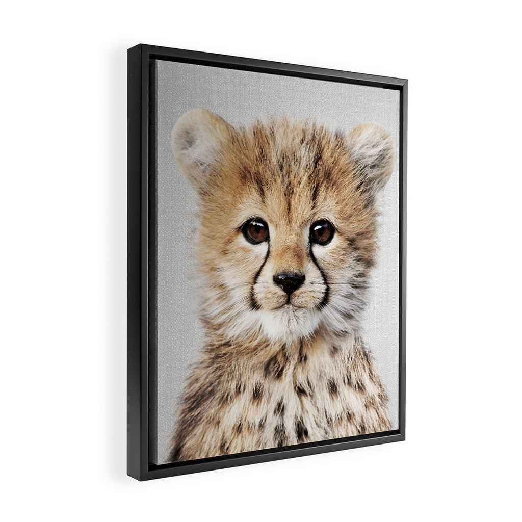 Baby Cheetah - Colorful Framed Canvas Print Gallery Image 2