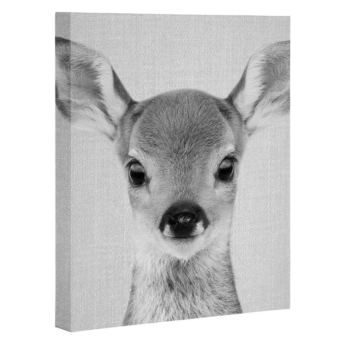 Baby Deer - Black & White Canvas Print Gallery Image 1