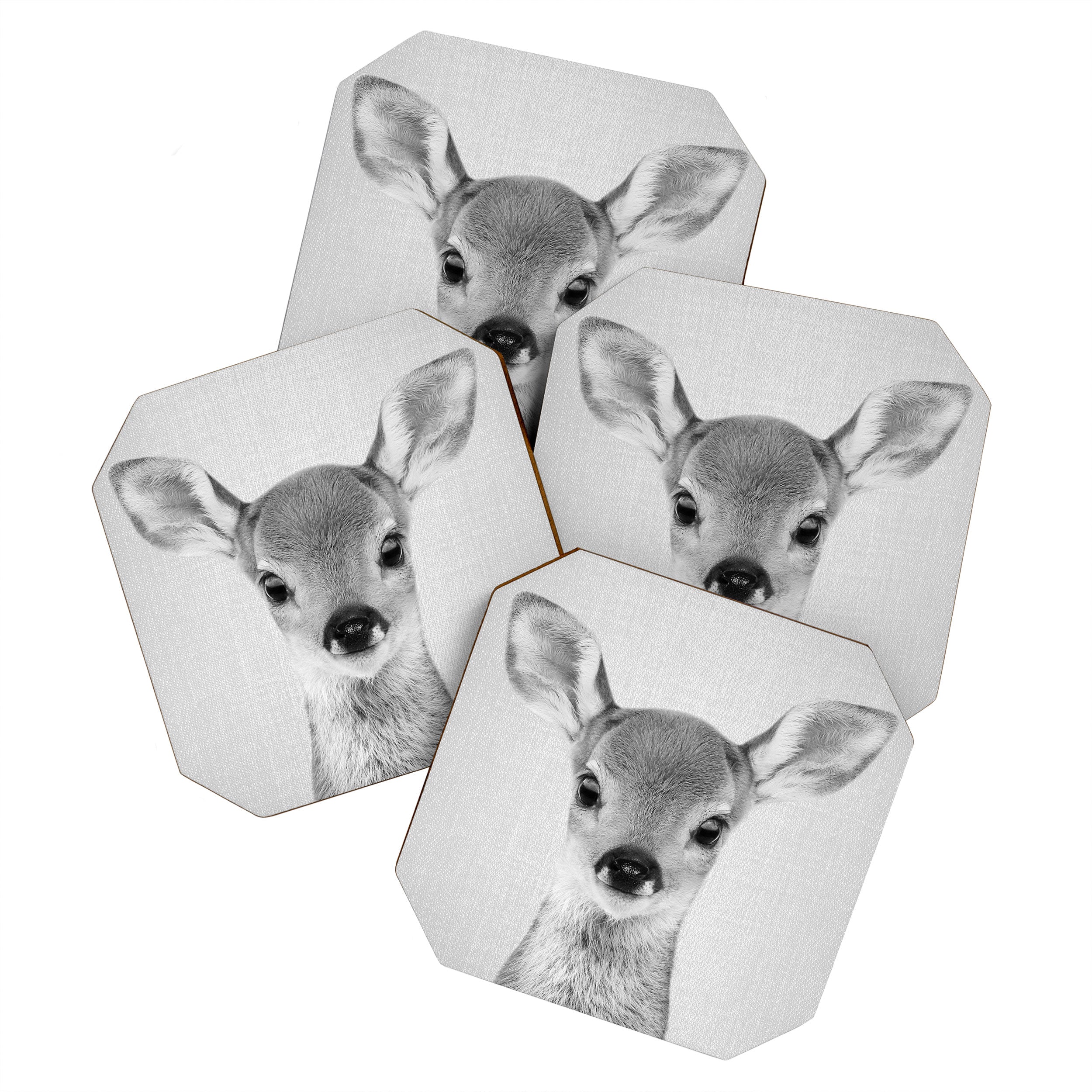Baby Deer - Black & White Coaster Gallery Image 1