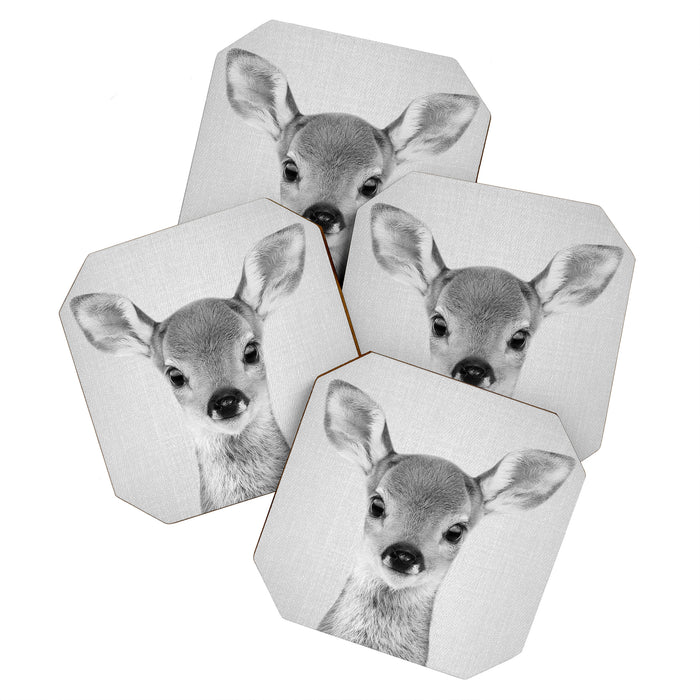 Baby Deer - Black & White Coaster Gallery Image 1