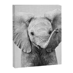 Baby Elephant - Black & White Canvas Print Gallery Image 8