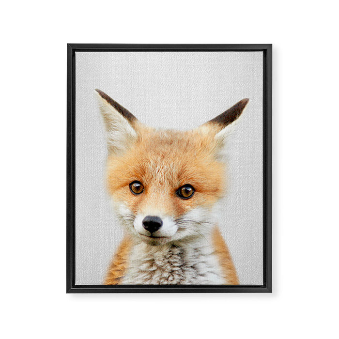 Baby Fox - Colorful Framed Canvas Print Gallery Image 1